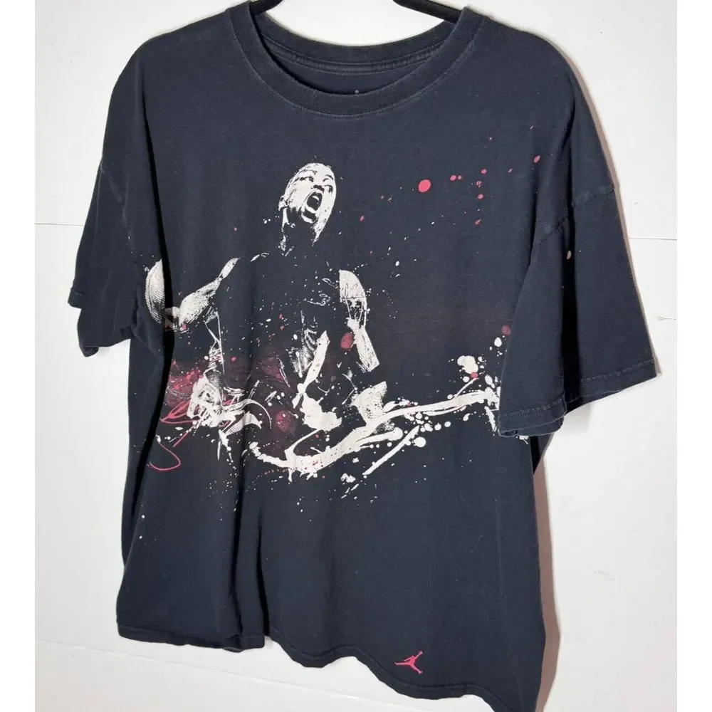Jordan‎ Jumpman T Shirt Dwayne Wade 2XL Black Graphic Retro